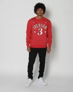 Allen Iverson #3 Red Sweatshirt SPORT AND ICON 16 Allen Iverson #3 Red Sweatshirt SPORT AND ICON