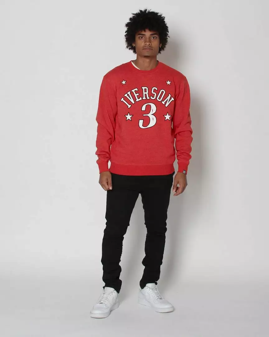 Allen Iverson #3 Red Sweatshirt SPORT AND ICON 7 Allen Iverson #3 Red Sweatshirt SPORT AND ICON