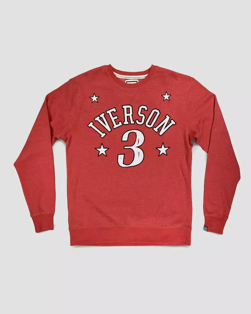 Allen Iverson #3 Red Sweatshirt SPORT AND ICON 11 Allen Iverson #3 Red Sweatshirt SPORT AND ICON