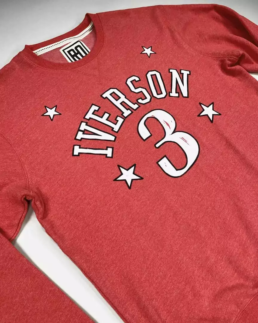 Allen Iverson #3 Red Sweatshirt SPORT AND ICON 10 Allen Iverson #3 Red Sweatshirt SPORT AND ICON