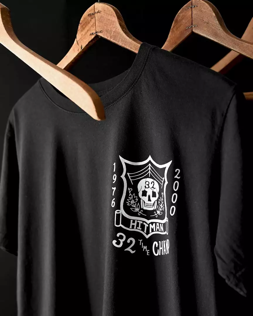 NEW ARRIVALS Bret Hart 32 Time Champ Black Tee 9 NEW ARRIVALS Bret Hart 32 Time Champ Black Tee