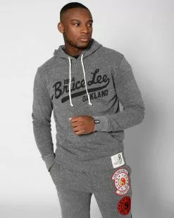 Bruce Lee Script Grey Pullover Hoody