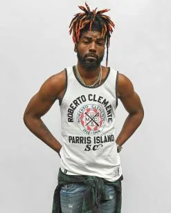 Roberto Clemente Clemente Parris Island Vintage White Tank NEW ARRIVALS