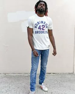 Jackie Robinson #42 Brooklyn White Tee
