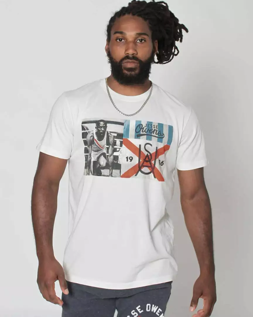 Jesse Owens 1936 Vintage White Tee 3 Jesse Owens 1936 Vintage White Tee
