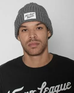 NLB Script Chunky Knit Grey Beanie
