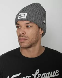 NLB Script Chunky Knit Grey Beanie