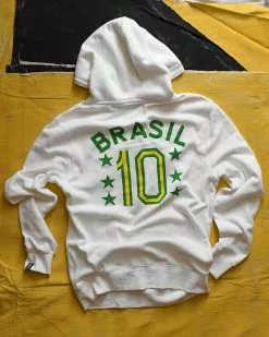 NEW ARRIVALS Pelé Brasil #10 Ivory Pullover Hoody