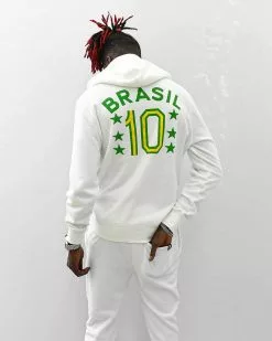 NEW ARRIVALS Pelé Brasil #10 Ivory Pullover Hoody